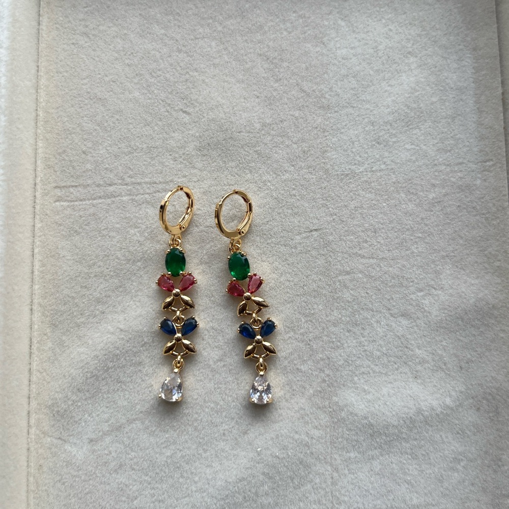 Elegant Gold plated Multicolor Drop Earrings